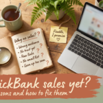Notebook titled Why no sales listing five reasons beside a magnifying glass, under the words No ClickBank sales yet